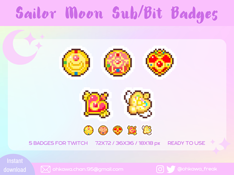 Twitch Subscriber Badges: Sailor Moon