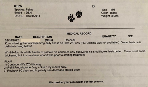 Kuro update - 2/18 Vet Visit