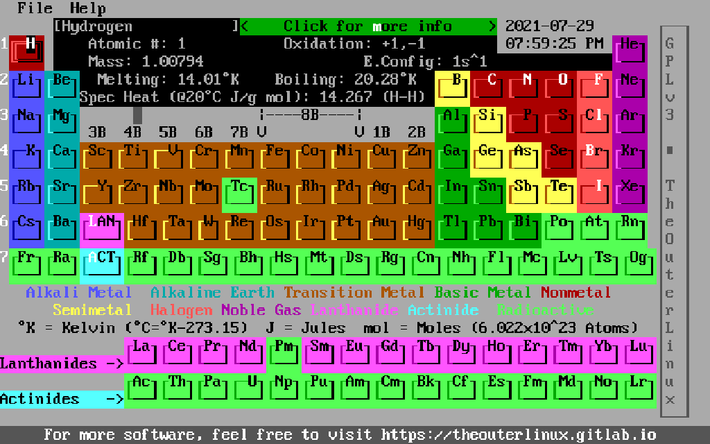Periodic, a Periodic Table of Elements program