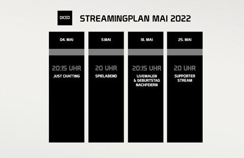 DICED Streamingplan im Mai