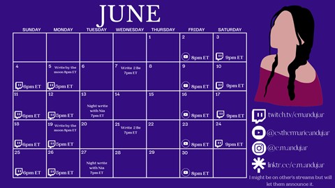 June Streaming Calendar