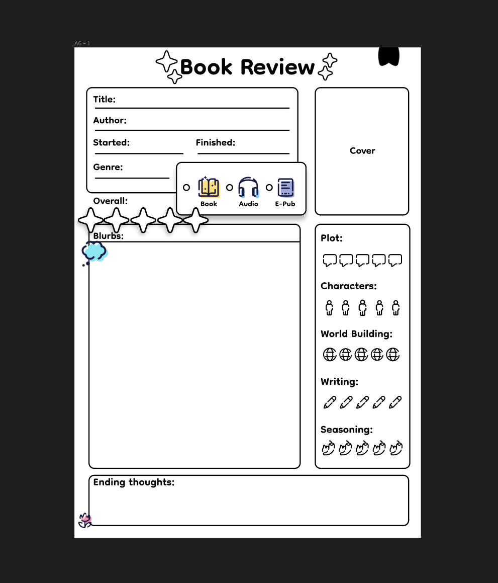 A5 Book Review Template PDF - Goodnotes/Notability/Adobe - Lamb's Ko-fi ...