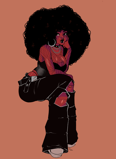 Afro Goth Sketch Commission