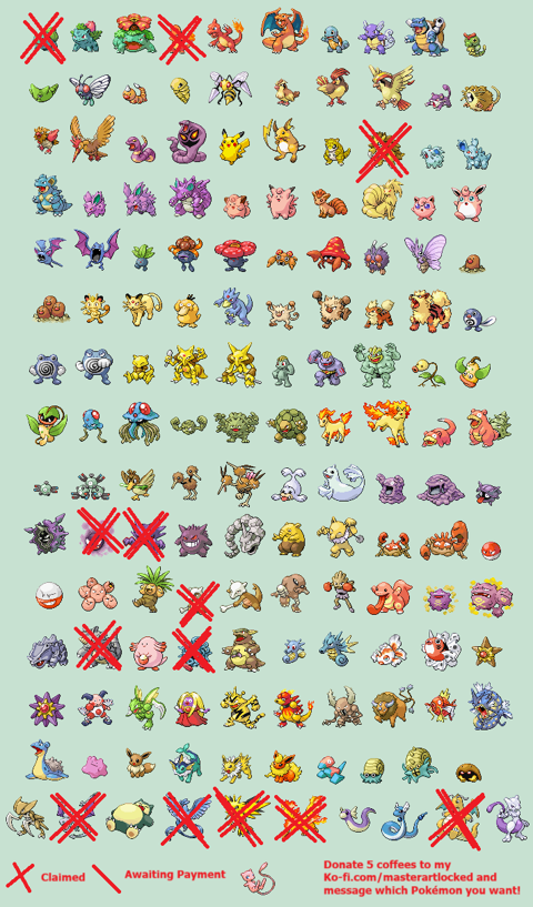 Available Gen 1 Pokémon Icon List