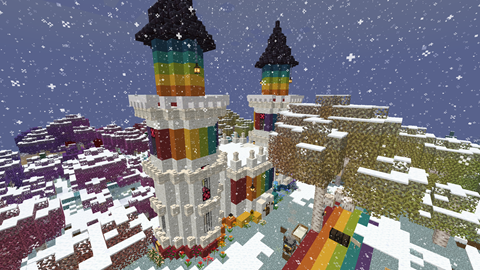 Rainbow Minecraft Castle