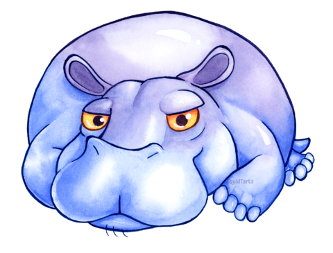 Grumpy Hippo Sticker