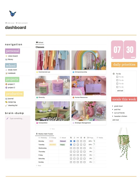 Notion Dashboard Homepage Bright & Colorful - lauren 's Ko-fi Shop - Ko ...