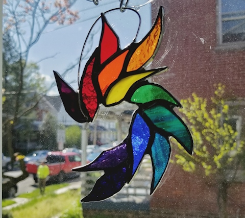 Jazz rainbow doodle in glass
