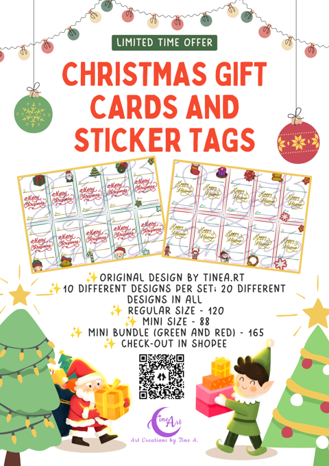Christmas Gift Cards and Sticker Tags on Shopee