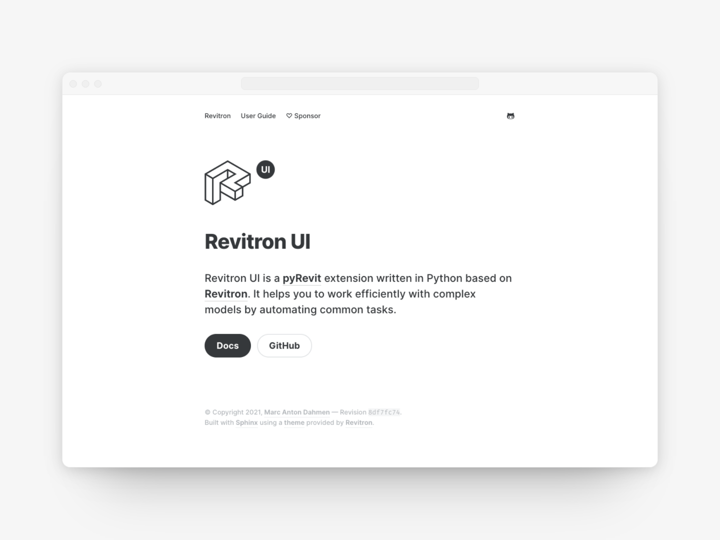 The Revitron Theme Landing Page Template