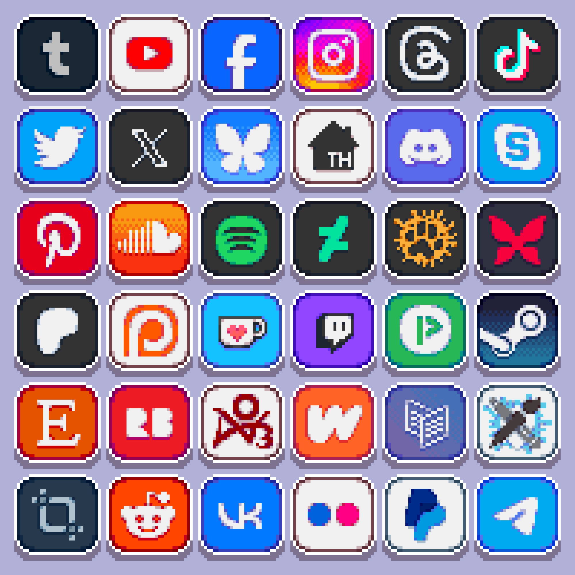 Mini Pixel Social Media Icons - WandaPinkay's Ko-fi Shop - Ko-fi ️ ...