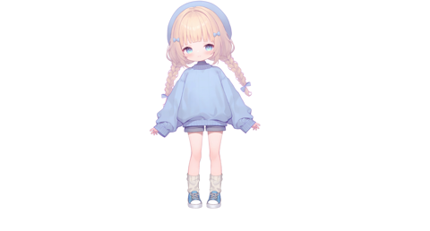 public model|汎用モデル】青いベレー帽をかぶった少女【VTS対応