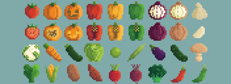 Pixel vegetables assets