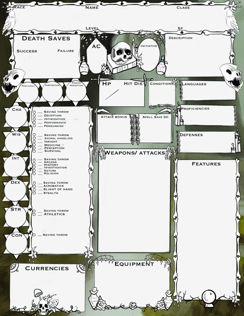 Necromancer/ Death Cleric Character sheets - Brandi 's Ko-fi Shop - Ko ...