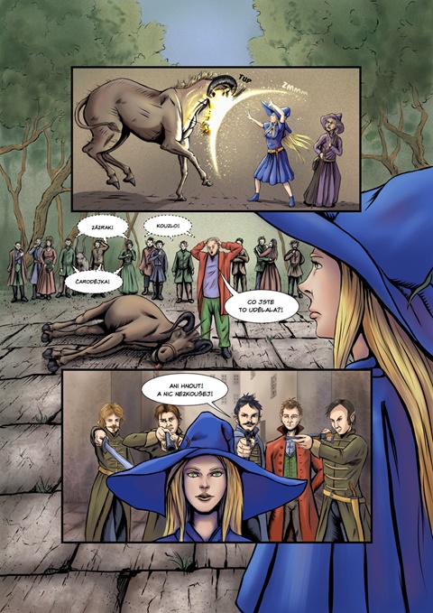 Comic book page The story of the witch