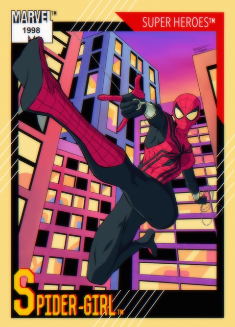Spider-Girl as a 90s trading card