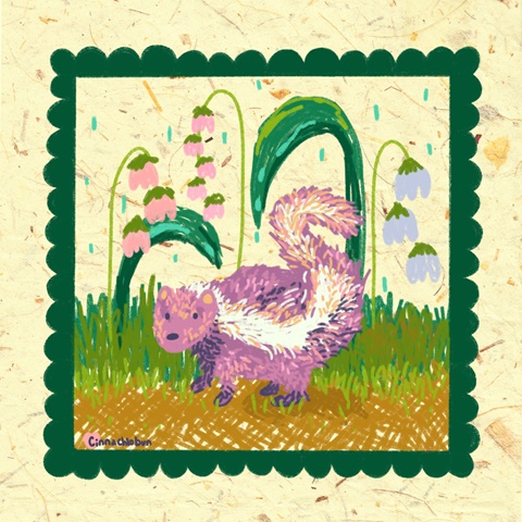 Springtime Skunk Stamp