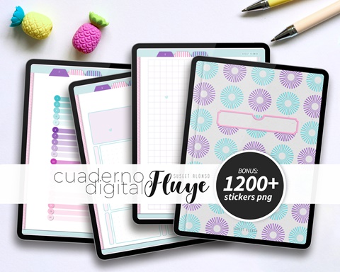 cuaderno digital Fluye: 20 secciones, 30 plantillas y 1200+ stickers |  cuaderno digital para Goodnotes - Suseet Digital's Ko-fi Shop