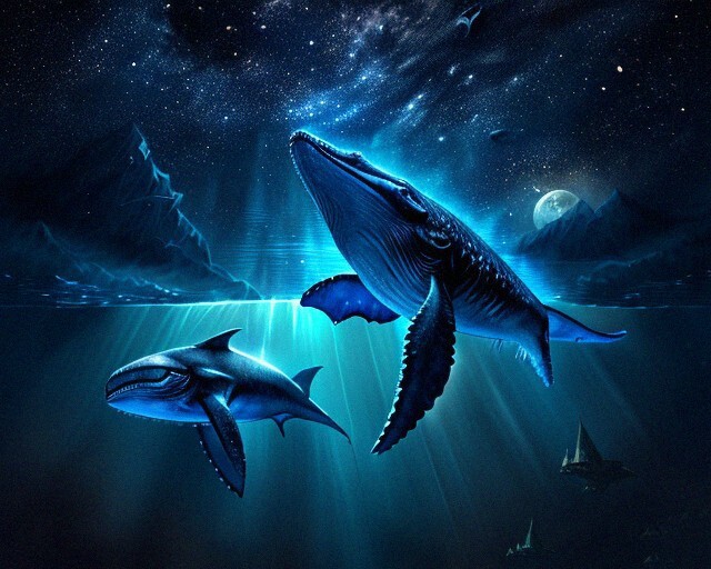 Whales on the moonlight