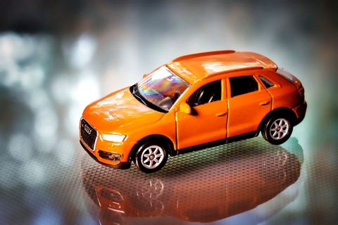 Audi metal car, orange, 1/60 scale, toys 