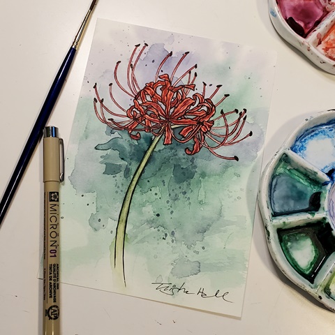 Spider Lily Watercolor Commission