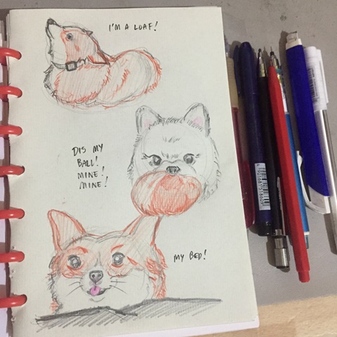 Pencil doodles of dogs