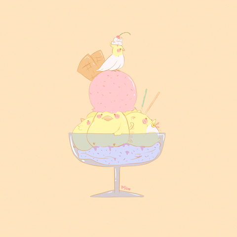 Birb Ice cream parfait