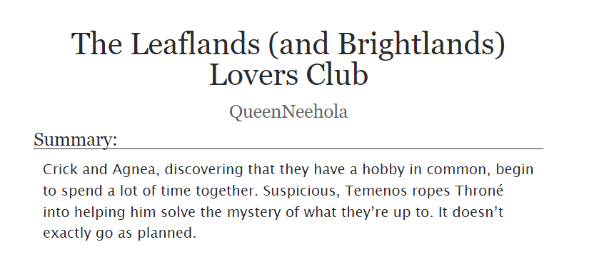 The Leaflands (and Brightlands) Lovers Club