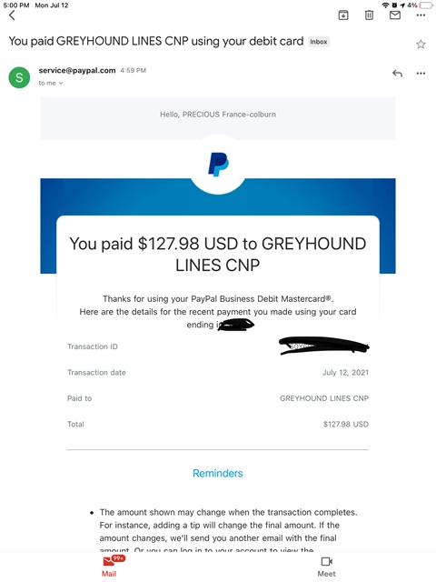 Got the greyhound ticket!!!!