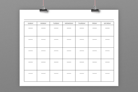 Letter Size Blank Calendar Template
