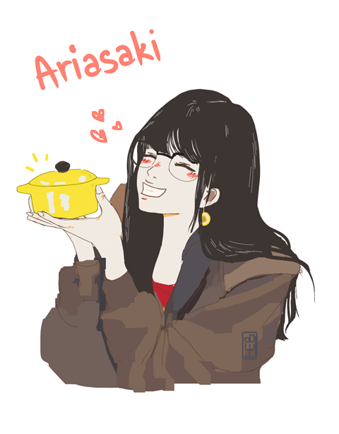 Ariasaki and her lil yellow pot