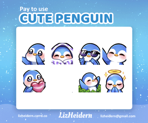 Cute Penguin Emotes | Animated + Static | Pay to use - LizHeidern's Ko ...