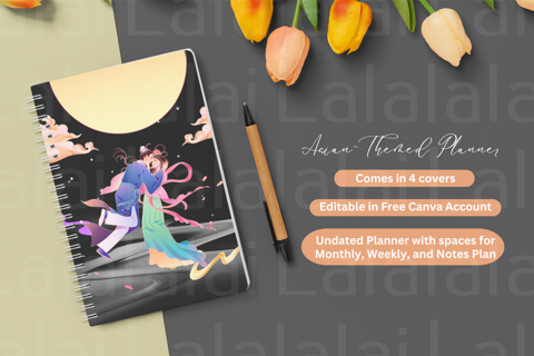 Undated Digital Planner Template | Asian-themed planner | Digital ...