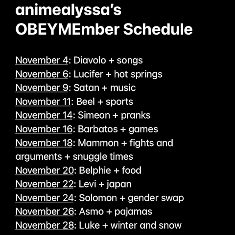 OBEYMEmber Schedule
