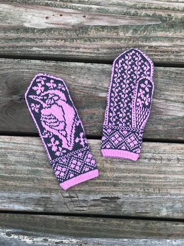 Warbler Mittens Stranded Knitting Pattern
