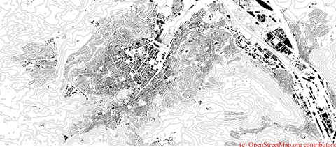 Plan from Stuttgart with contour lines