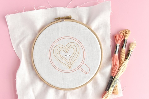 Latte Heart Embroidery Pattern for Members!