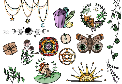 witchy stickers -color - Emilee's Ko-fi Shop