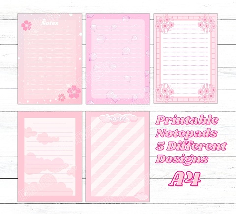 Aesthetic Printable Notepad Sheet A4, Digital Notepad