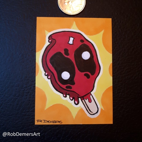 Deadpool Popsicle Sketch Card