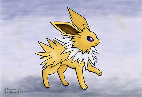 Jolteon Commission (Polished Drawing, Full Body) 