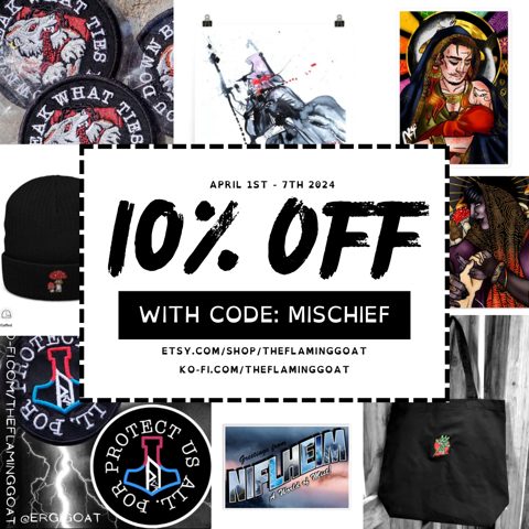 Use code MISCHIEF for 10% off yer orders!