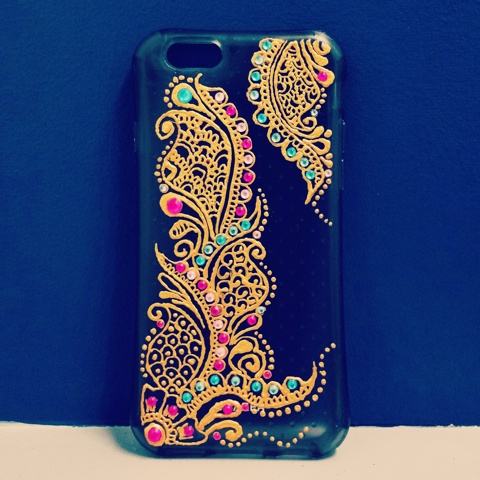 Henna art (hand-drawn) on phone case