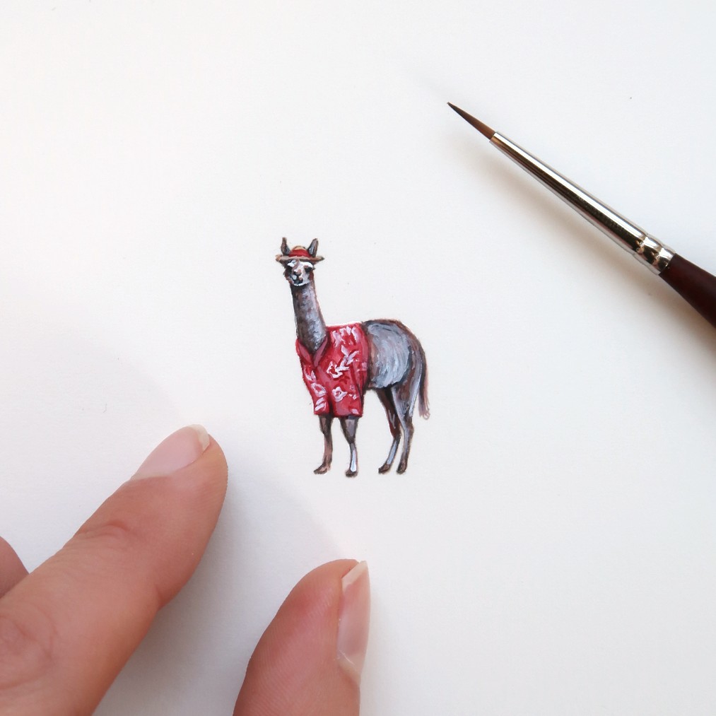Tiny Art Mail #1: Bahama Llama 