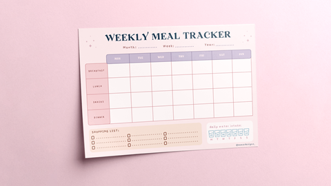 'weekly meal tracker' available now ♥