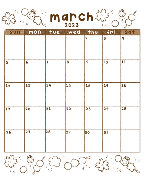 March Monthly Calendar