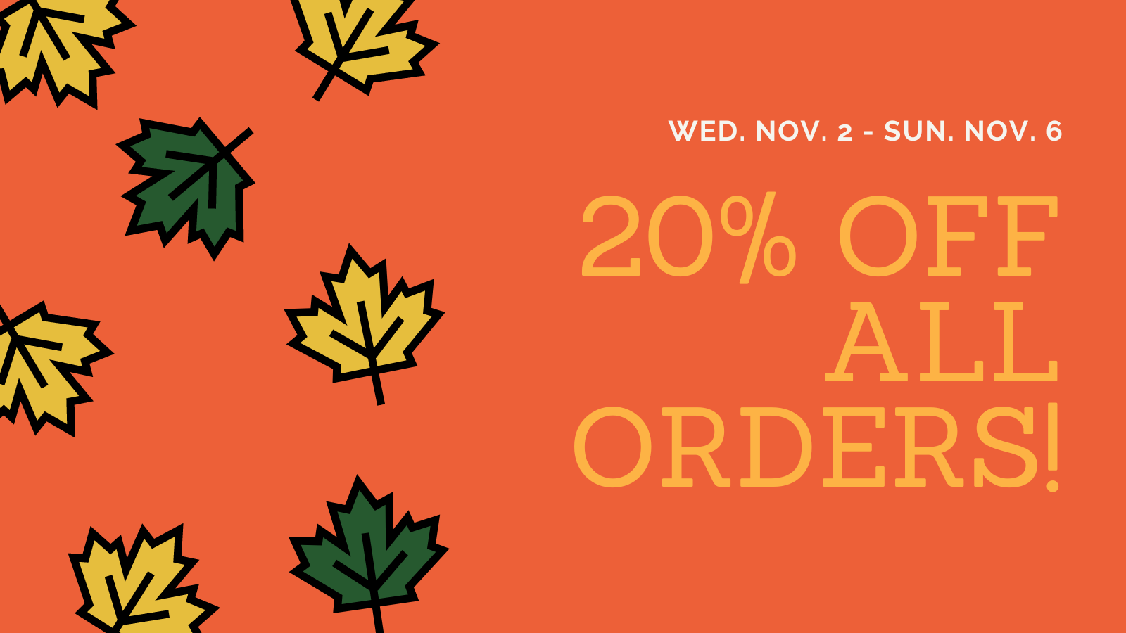 20% OFF ALL ORDERS