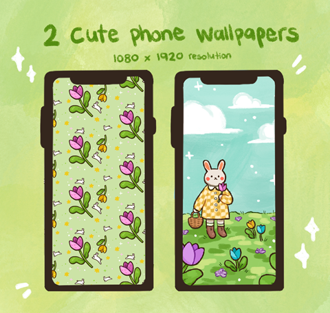 Tulip Bunny Phone Wallpaper Set - juneipers's Ko-fi Shop - Ko-fi ️ ...