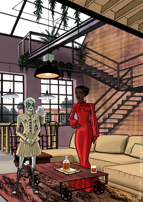 Modern Esther and Erie in a nice flat