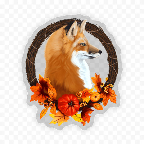 Fox Wreath Sticker